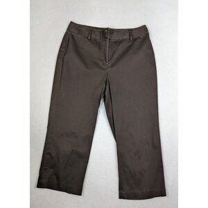 WORTHINGTON - WOMEN'S BROWN FLAT FRONT CROPPED CAPRI KHAKI CHINO PANTS - SIZE 12